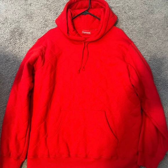 Supreme quilted hoodie red large